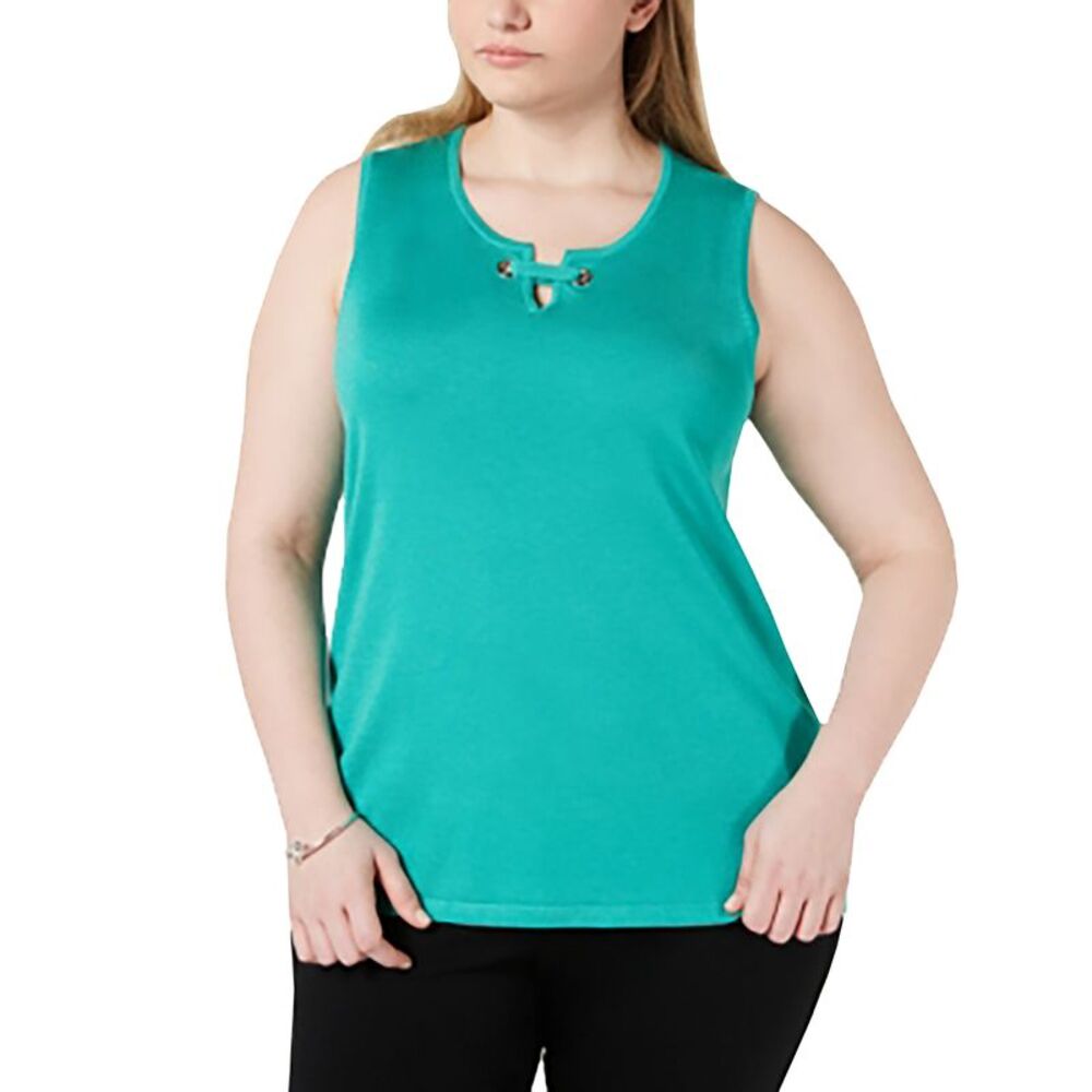 JM Collection Plus Size Sleeveless Grommet Shell